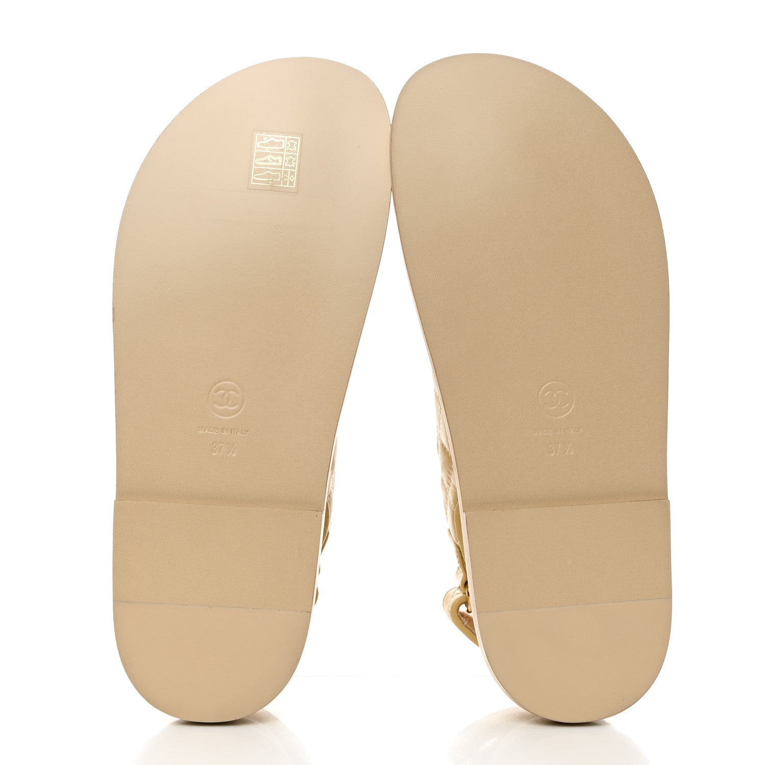 Chanel Crumpled Shiny Lambskin Velcro Dad Sandals 37.5 Beige 6 of 9