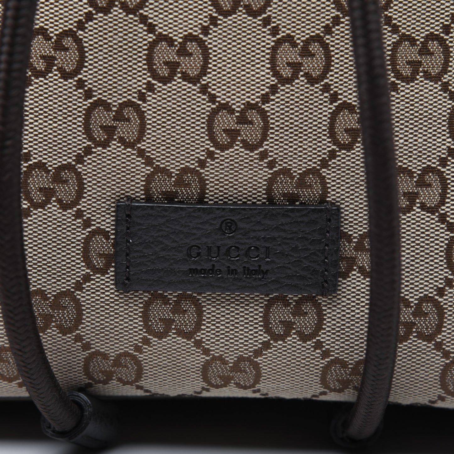 Monogram Dollar Calfskin O Drawstring Backpack Beige Ebony Testa di Moro Dark Chocolate
