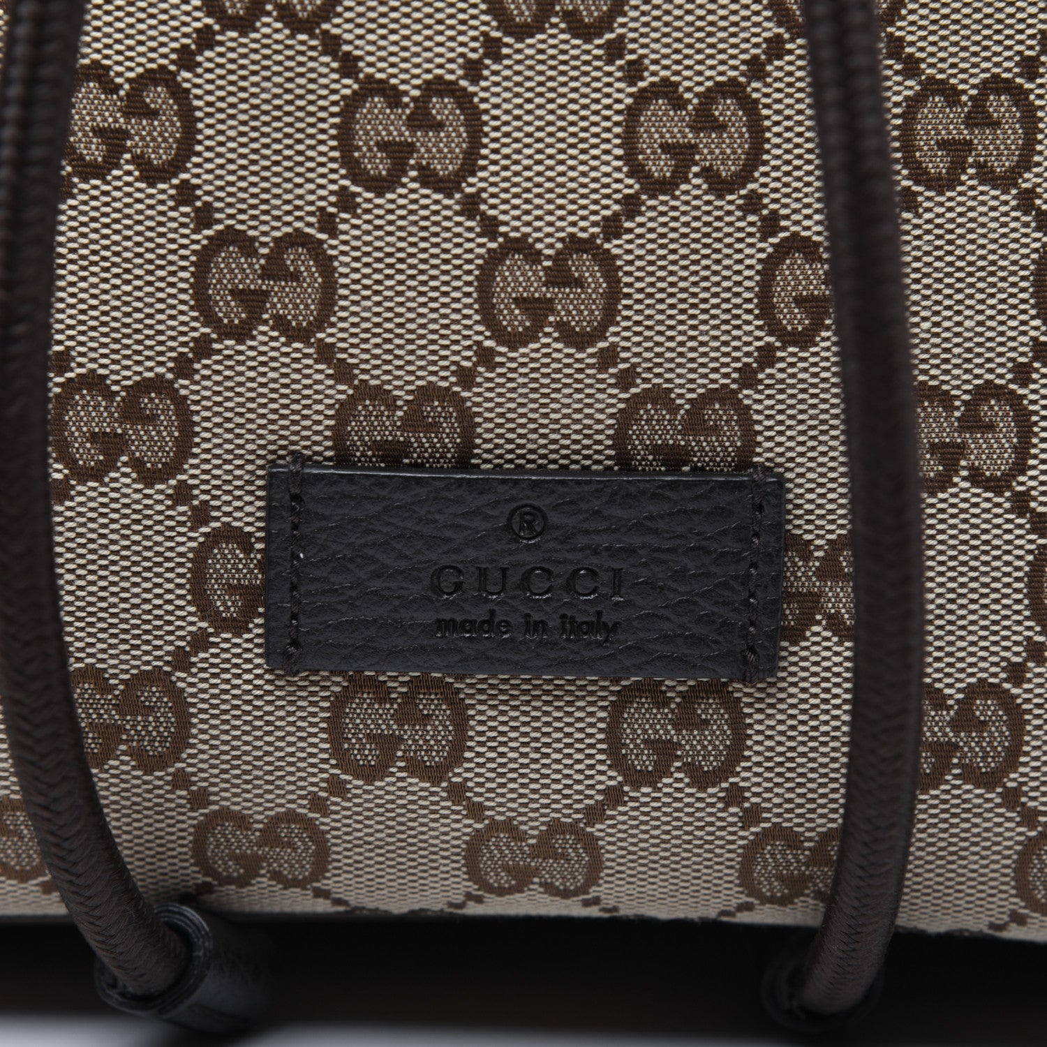 Gucci Monogram Dollar Calfskin O Drawstring Backpack Beige Ebony Testa di Moro Dark Chocolate 13 of 18