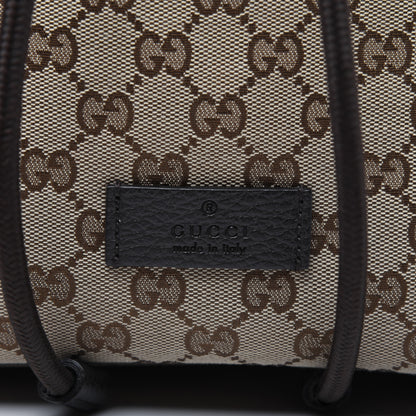 Gucci Monogram Dollar Calfskin O Drawstring Backpack Beige Ebony Testa di Moro Dark Chocolate 13 of 18