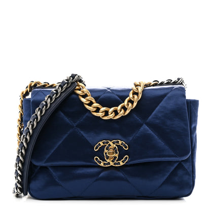 Chanel Satin Quilted Medium Chanel 19 Flap Blue 1 of 11