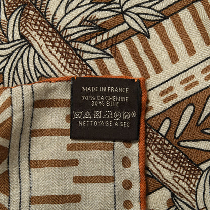 Hermes Cashmere Silk Acte III Scene I La Clairiere Shawl 140 Naturel Marron Noisette 3 of 3