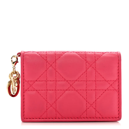 Christian Dior Lambskin Cannage Small Lady Dior Flap Card Holder Fuchsia 1 of 9