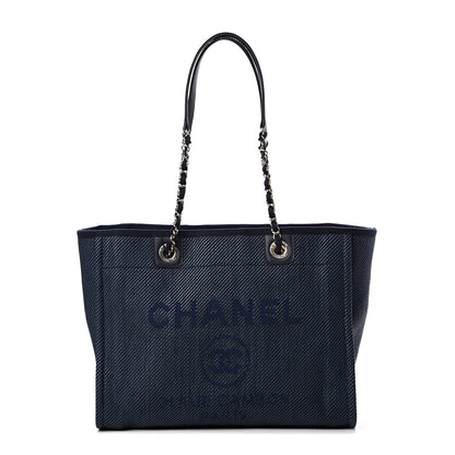 Chanel Denim Small Deauville Tote Dark Blue 1 of 10