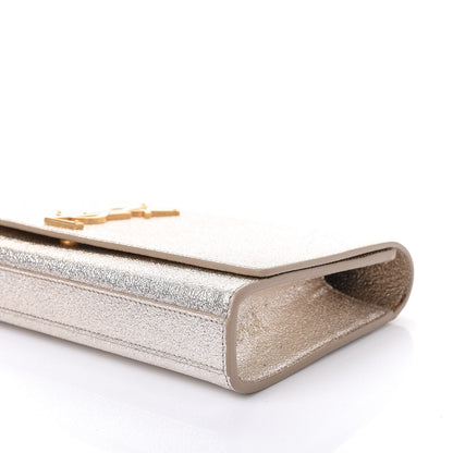 Saint Laurent Textured Metallic Calfskin Classic Monogram Cassandre Clutch Silver 7 of 11