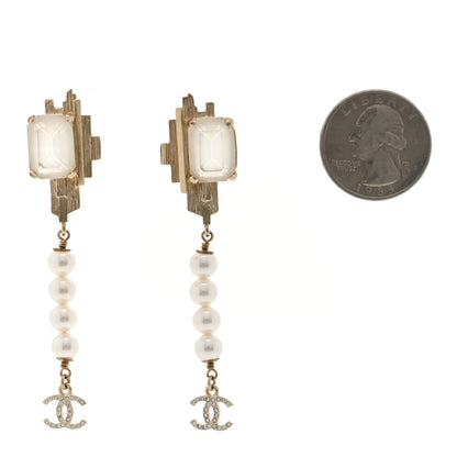 Chanel Crystal Pearl CC Drop Earring Gold 2 of 4