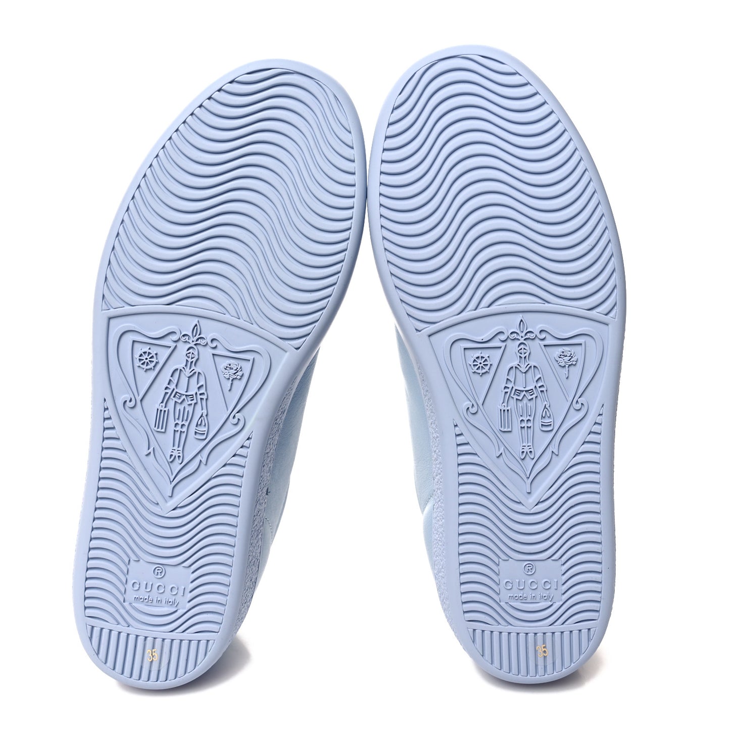 Calfskin Interlocking G Perforated Womens Ace Sneakers 35 Porcelain Light Blue Zaffiro