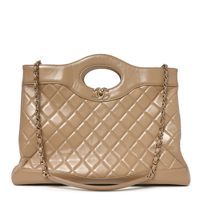 Chanel Shiny Crumpled Calfskin Quilted Large 31 Shopping Bag Beige 1 of 10