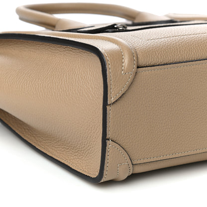 Celine Drummed Calfskin Nano Luggage Dune 9 of 10
