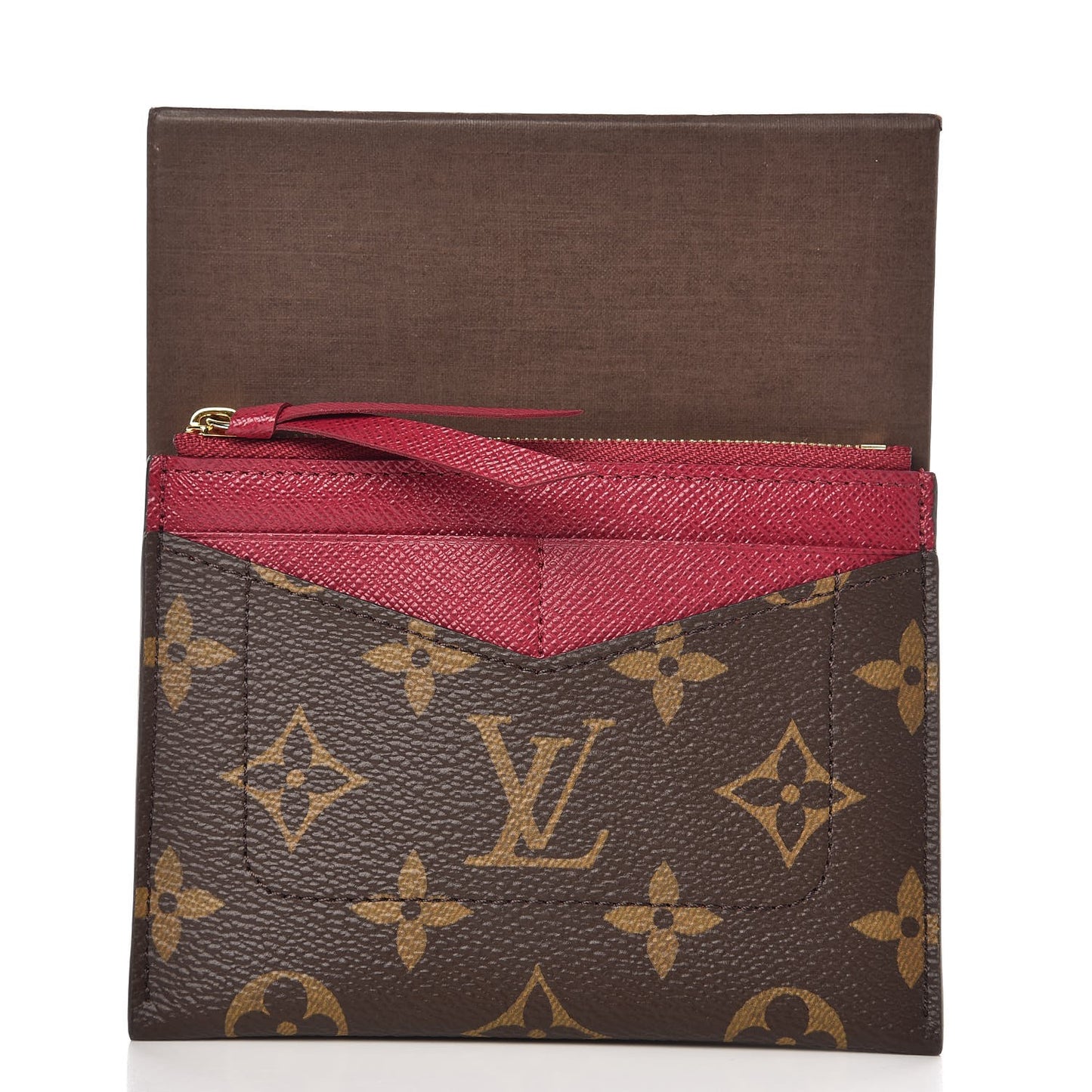 Monogram Zipped Card Holder Fuchsia