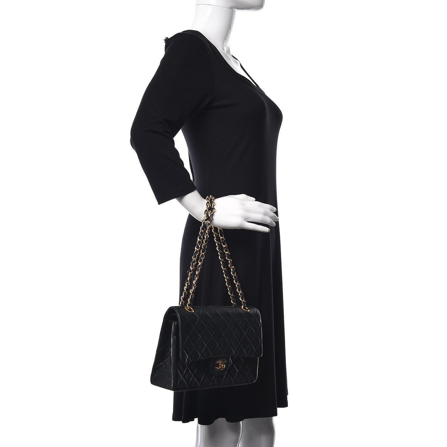 Chanel Lambskin Quilted Medium Double Flap Black 2 of 14