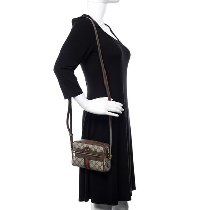 Gucci GG Supreme Monogram Web Mini Ophidia Shoulder Bag Brown 2 of 11