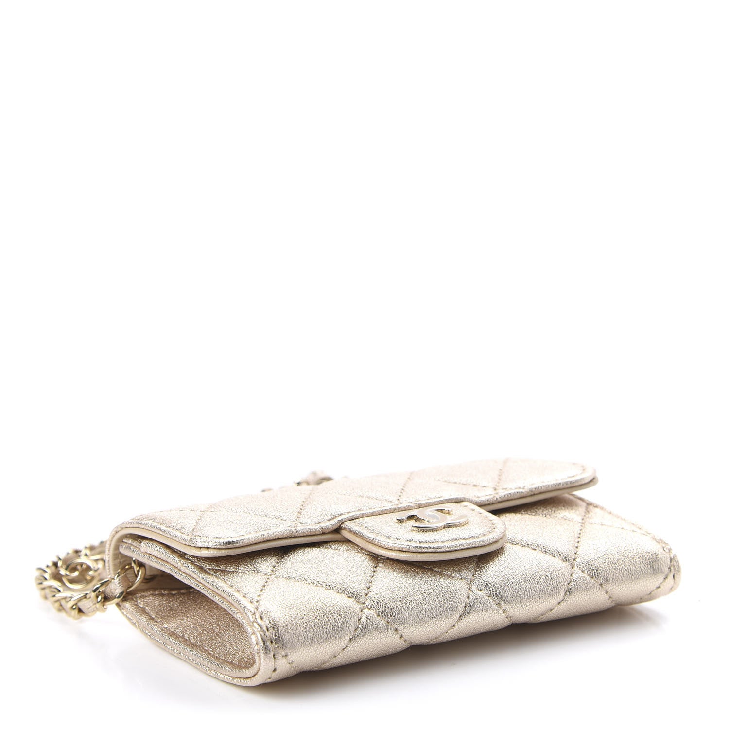 Chanel Metallic Lambskin Quilted Flap Chain Waist Bag Gold 4 of 12