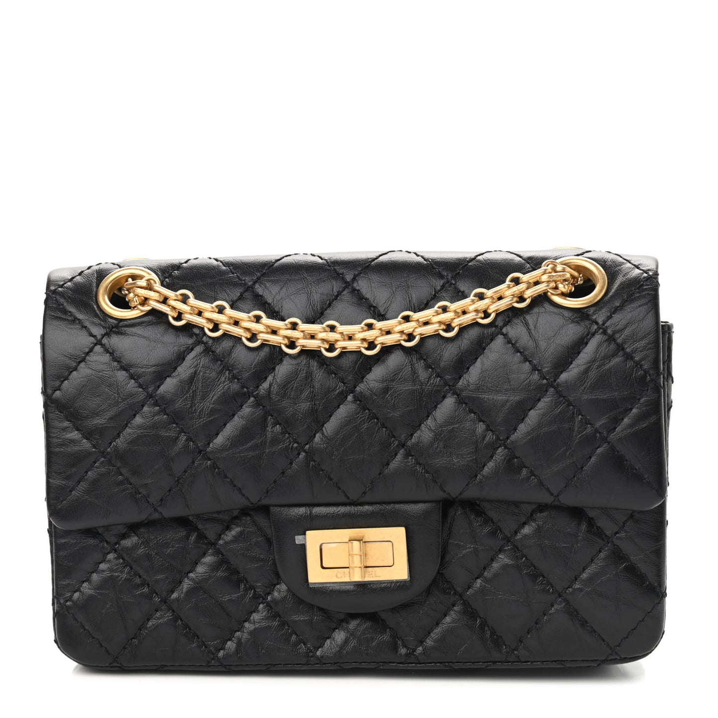 Aged Calfskin Quilted 2.55 Reissue Mini Flap Black