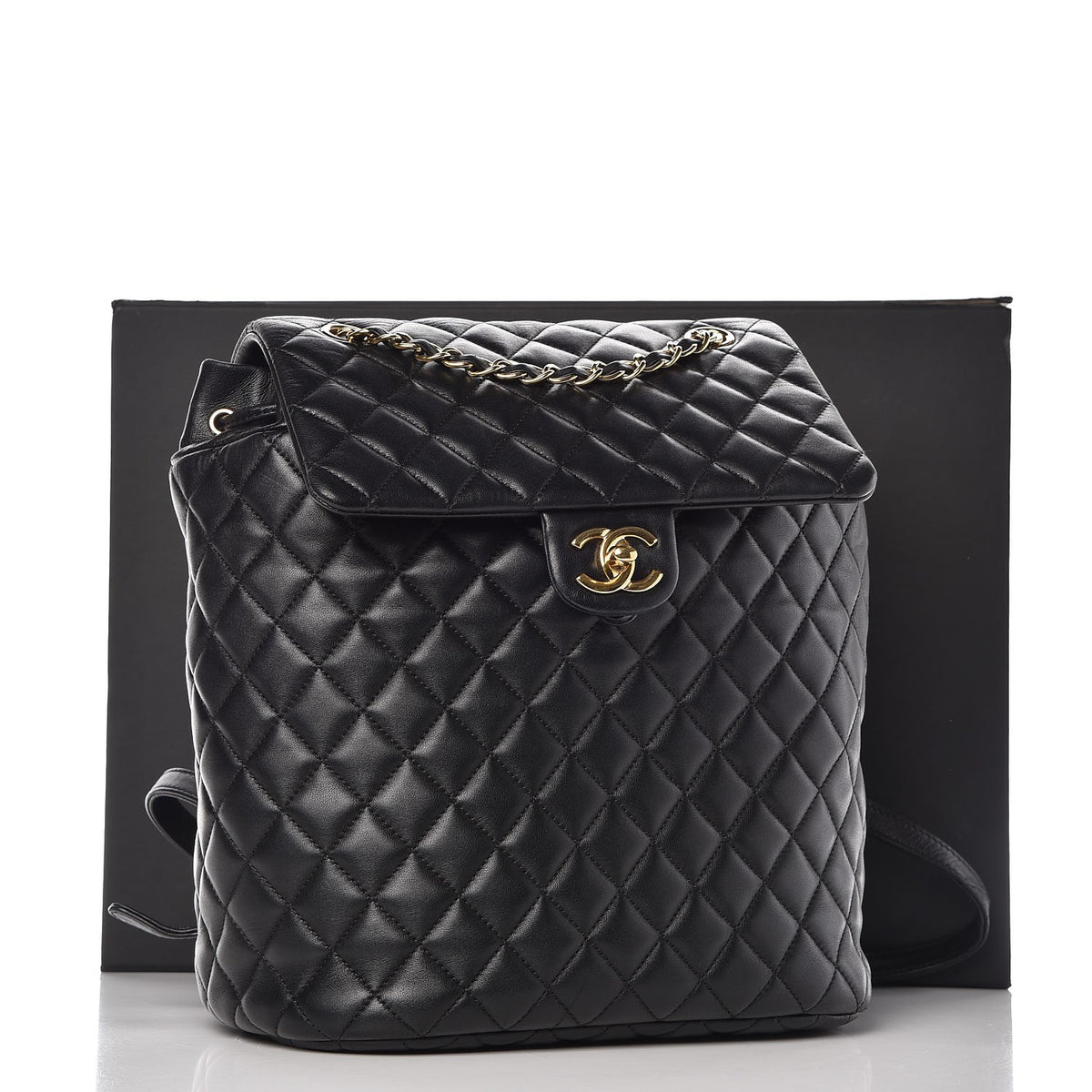 Lambskin Quilted Large Urban Spirit Backpack Black