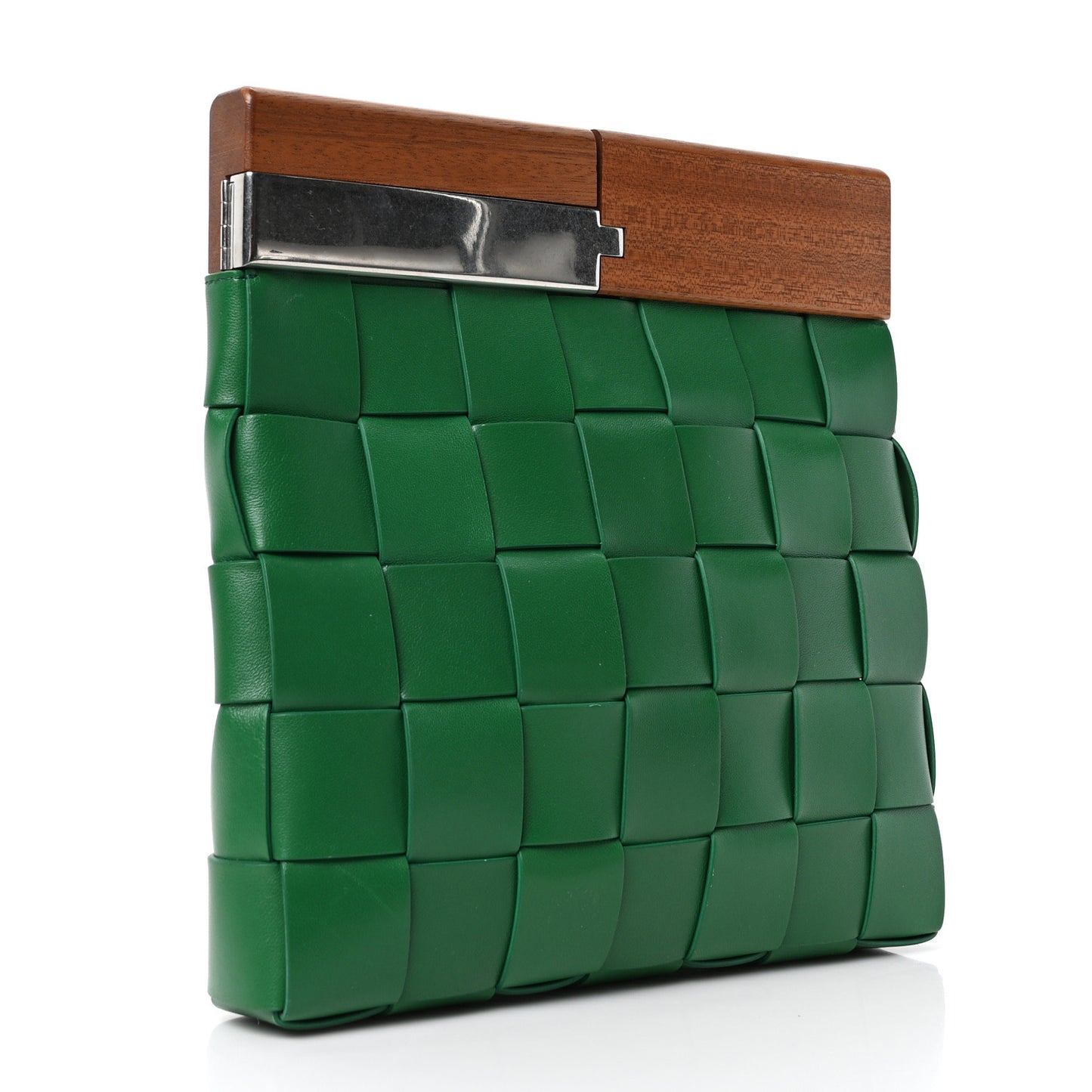 Nappa Intrecciato The Snap Clutch Racing Green