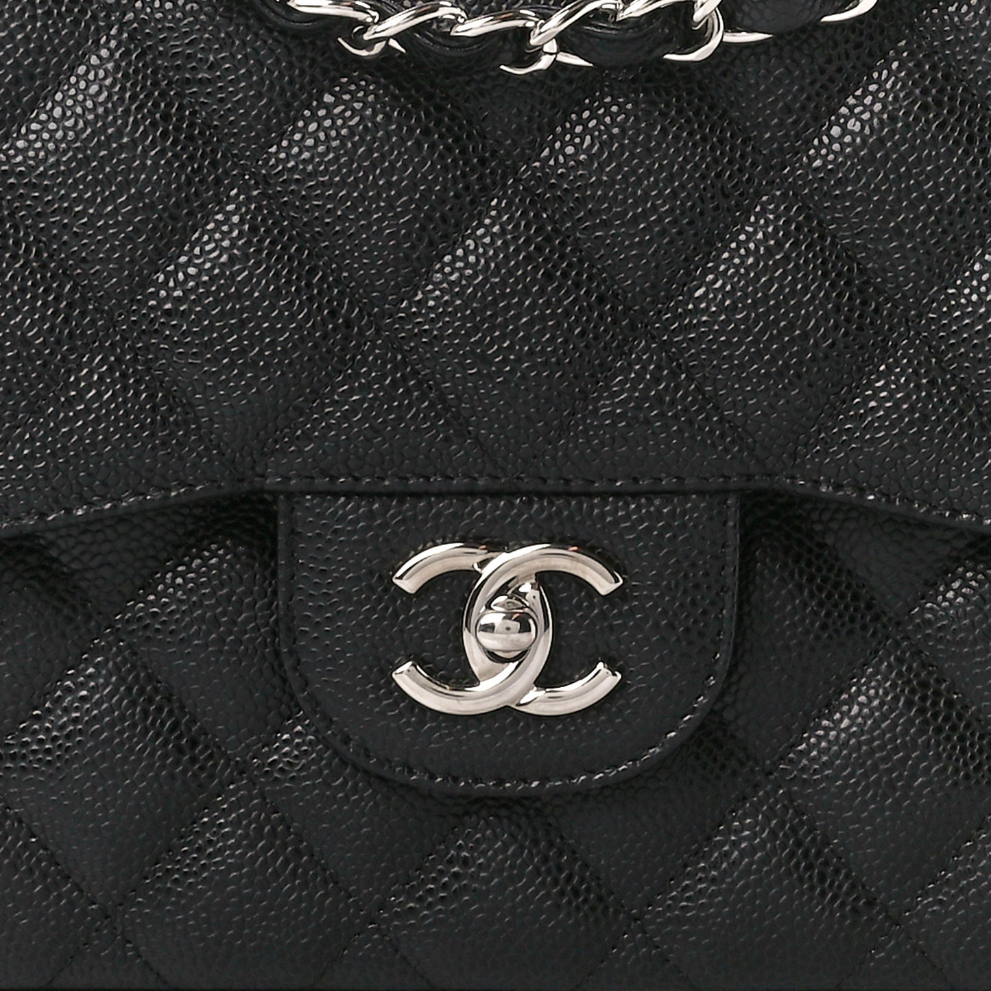 Caviar Quilted Jumbo Double Flap Black
