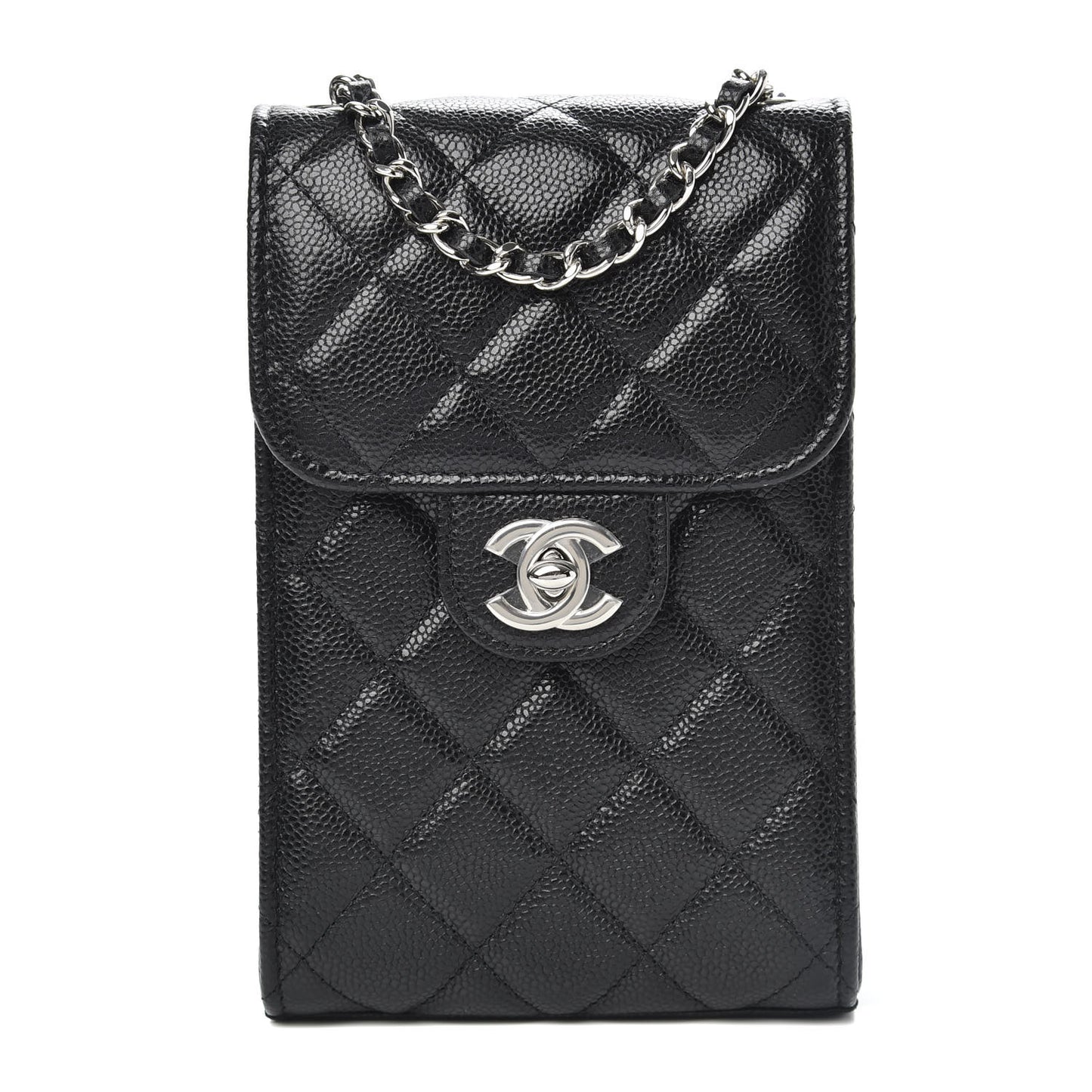 Caviar Quilted Classic Phone Holder Black