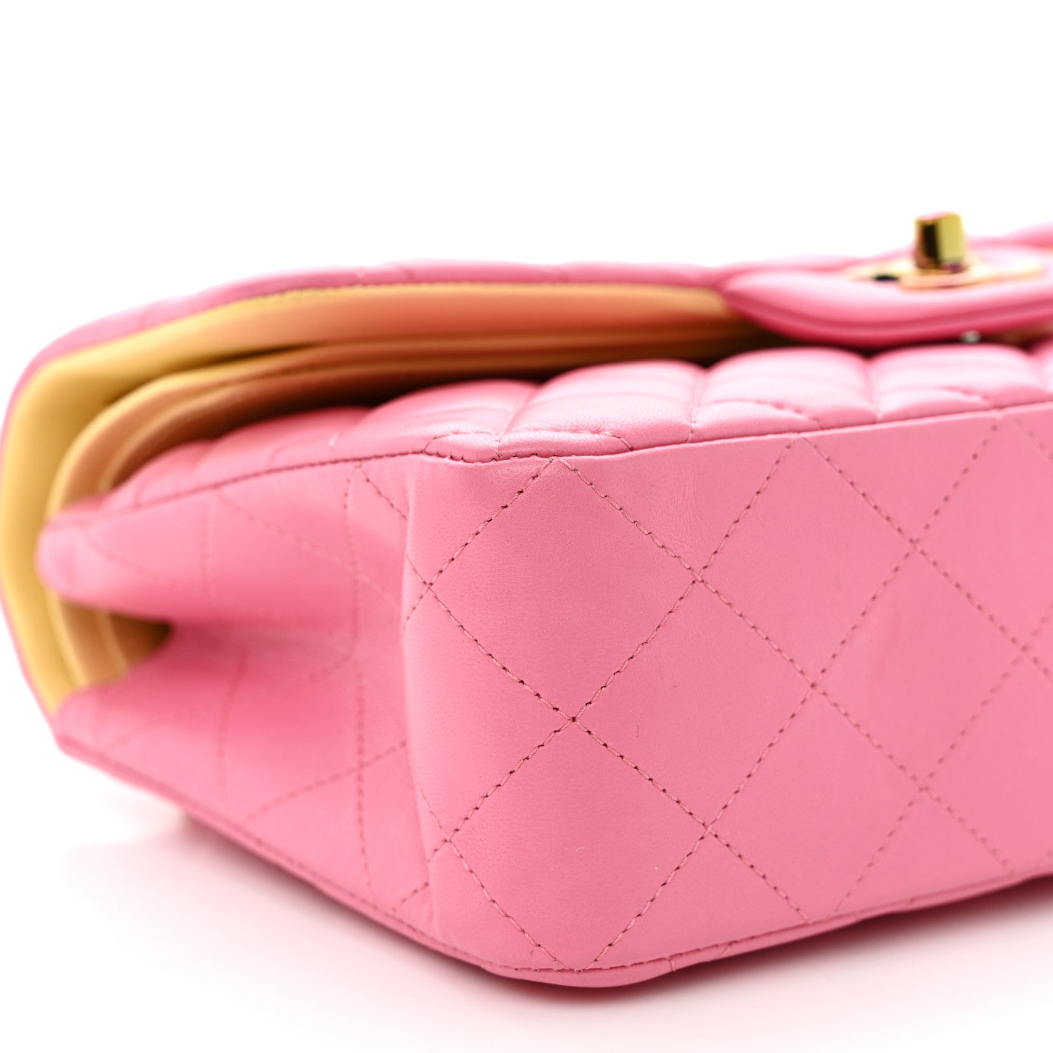 Chanel Lambskin Quilted Small Double Flap Pink Yellow 9 of 11