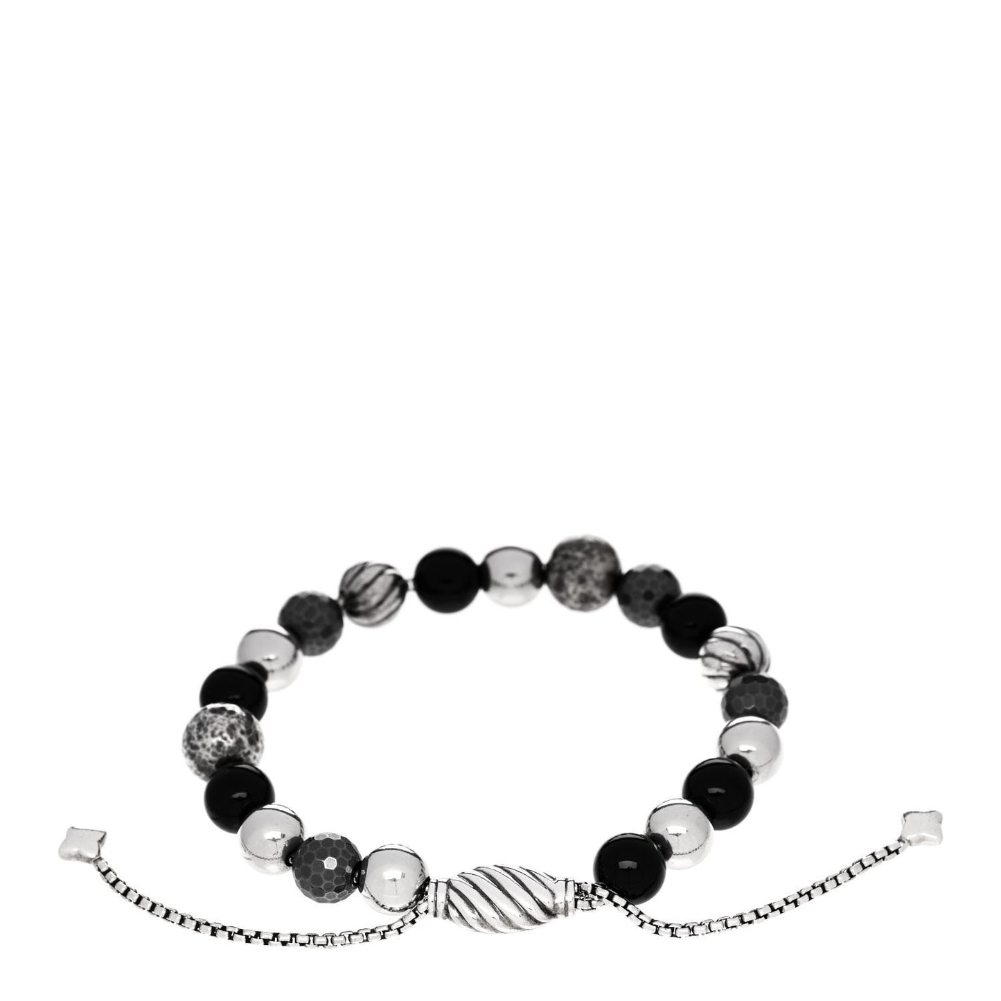 Sterling Silver Black Onyx Hematite 8mm Elements Bead Bracelet