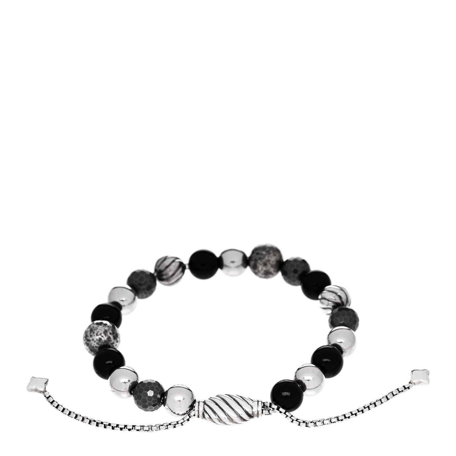 David Yurman Sterling Silver Black Onyx Hematite 8mm Elements Bead Bracelet 2 of 3