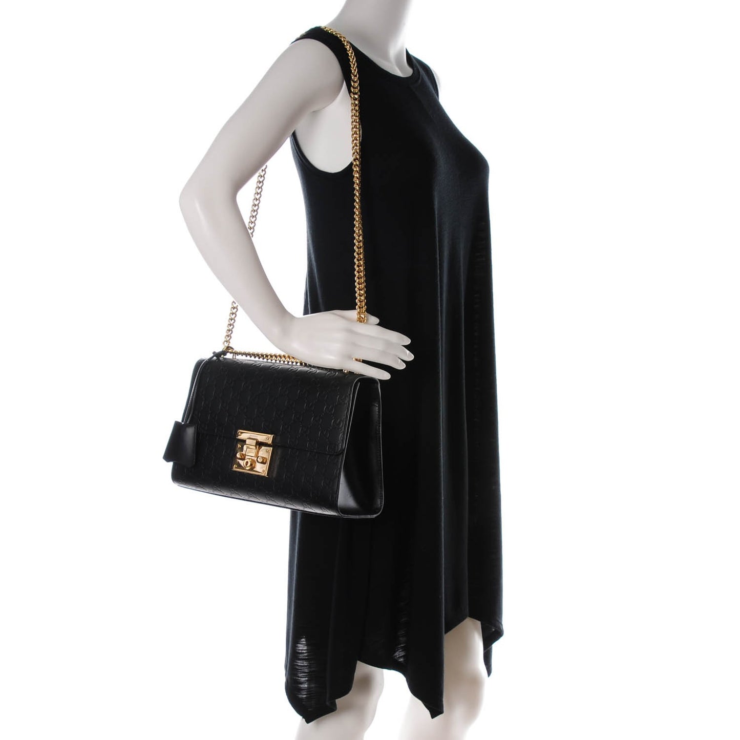 Guccissima Medium Padlock Shoulder Bag Black