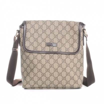 Gucci GG Supreme Monogram Selleria Calfskin Small Flap Messenger Bag Beige Ebony Cocoa Dark Chocolate 1 of 8