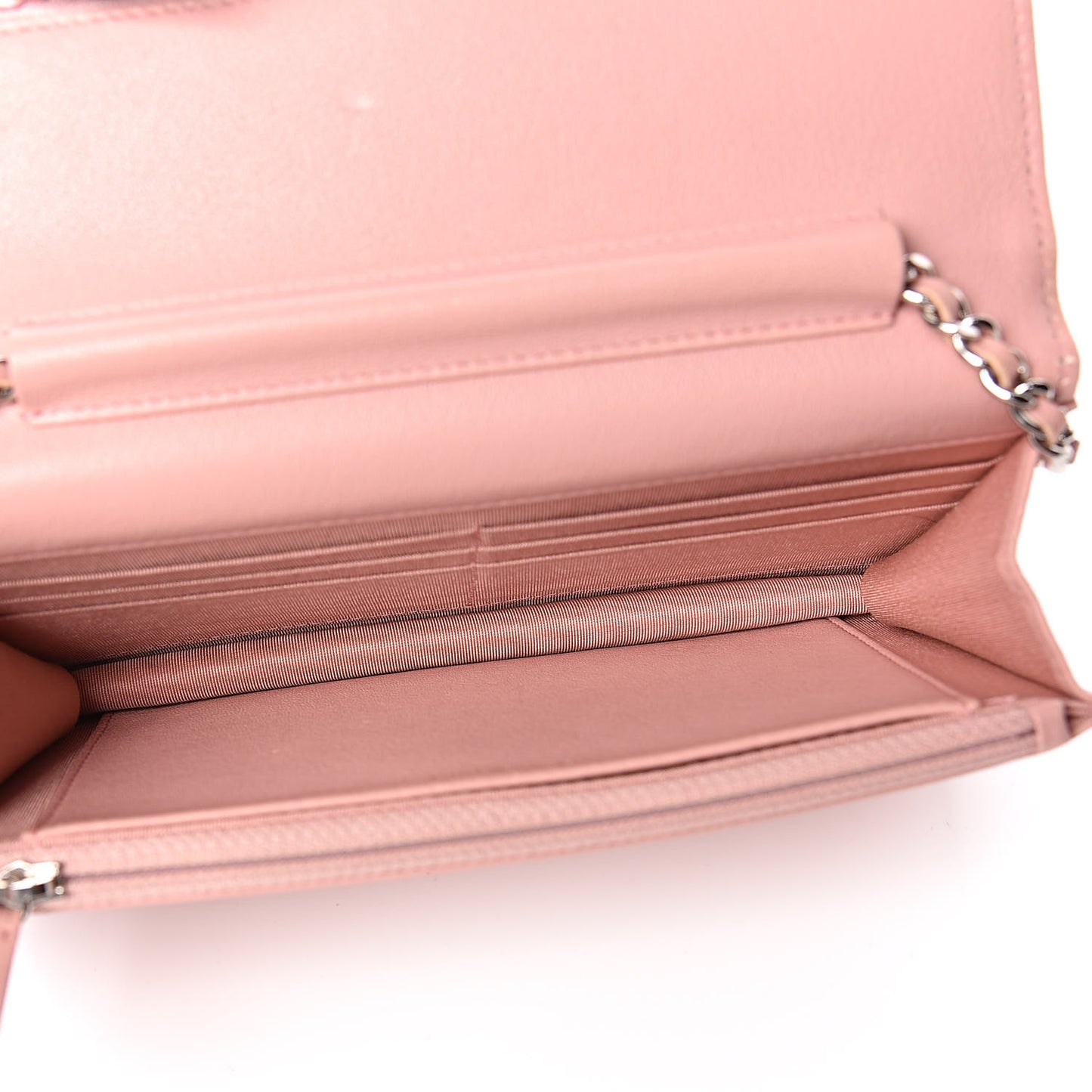 Goatskin Quilted CC Box Wallet on Chain WOC Pink