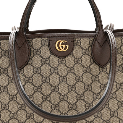 Gucci GG Supreme Monogram Textured Calfskin Medium Ophidia Shoulder Tote Bag Beige Ebony New Acero 8 of 13