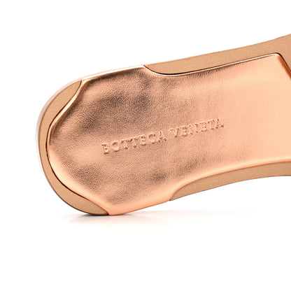 Bottega Veneta Laminated Nappa Intrecciato Squared Toe Flat Sandals 40 Gold Peach 7 of 10