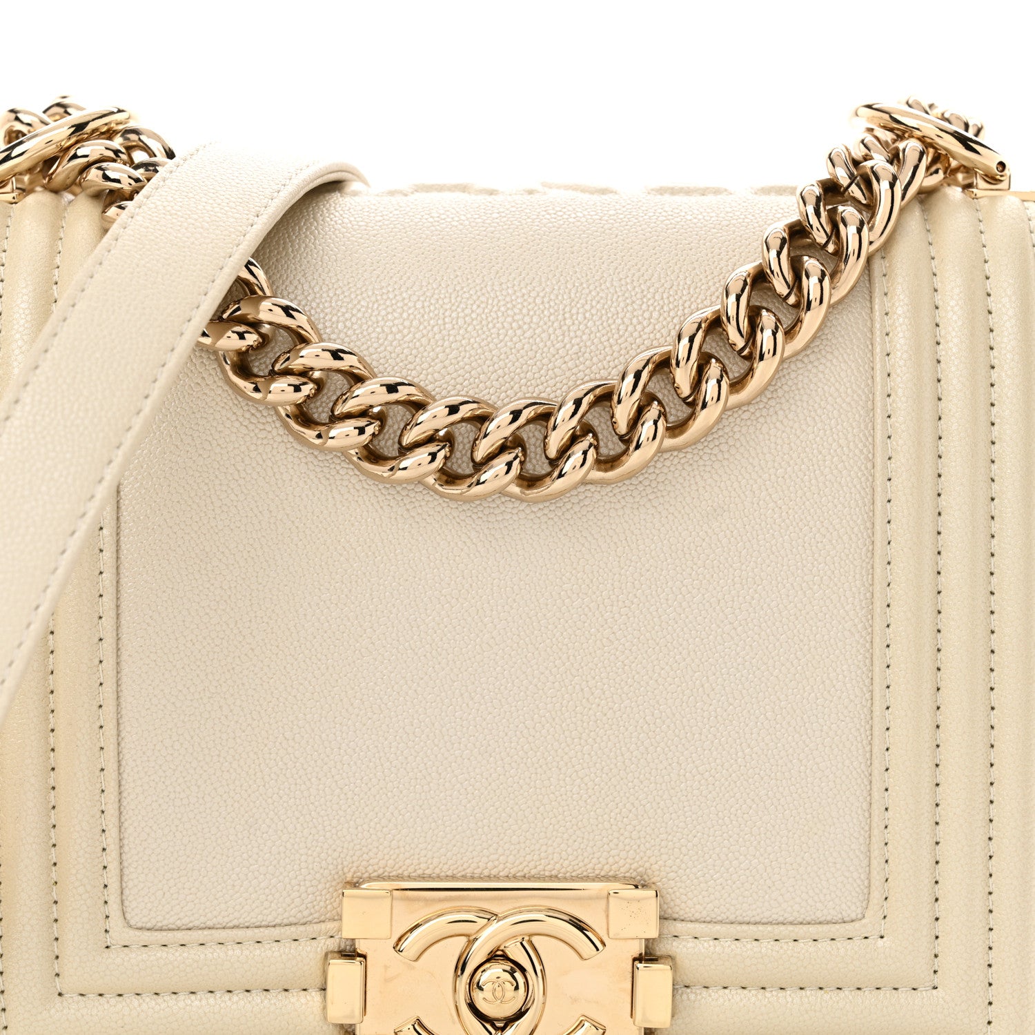 Chanel Iridescent Caviar Mini Boy Flap White 8 of 10
