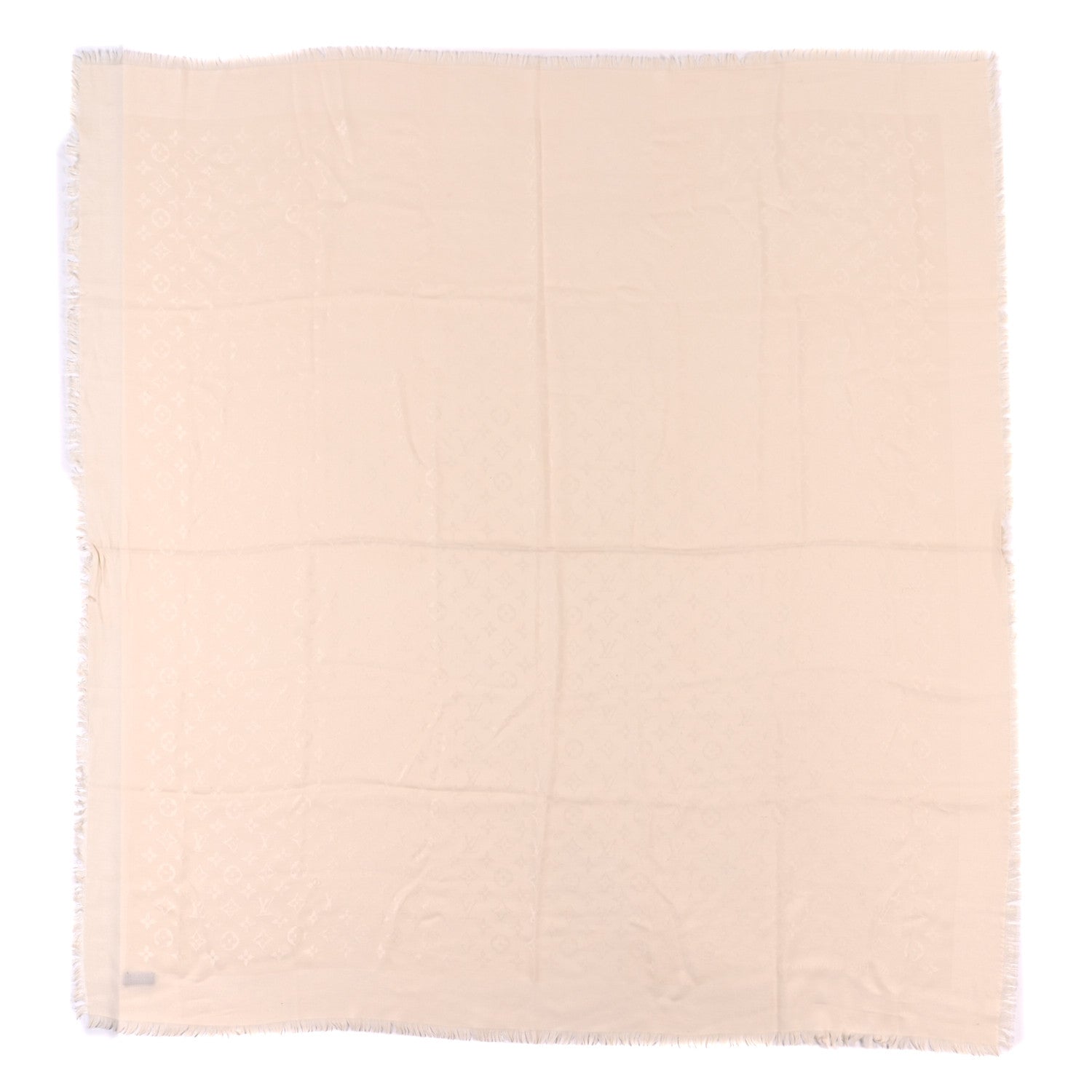 Louis Vuitton Silk Wool Monogram Shine Shawl White 1 of 3