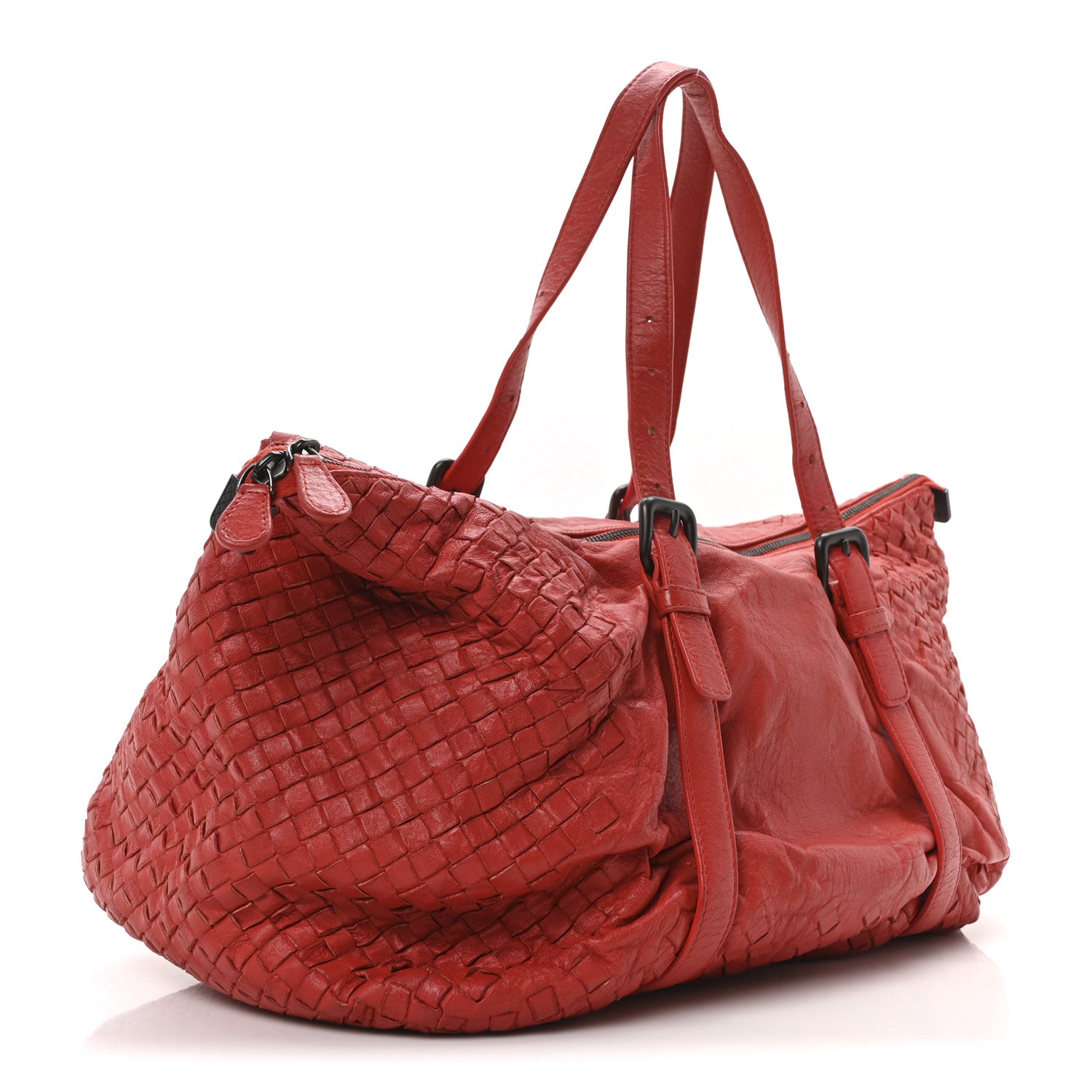 Bottega Veneta Nappa Intrecciato Buckle Tote Red 3 of 9