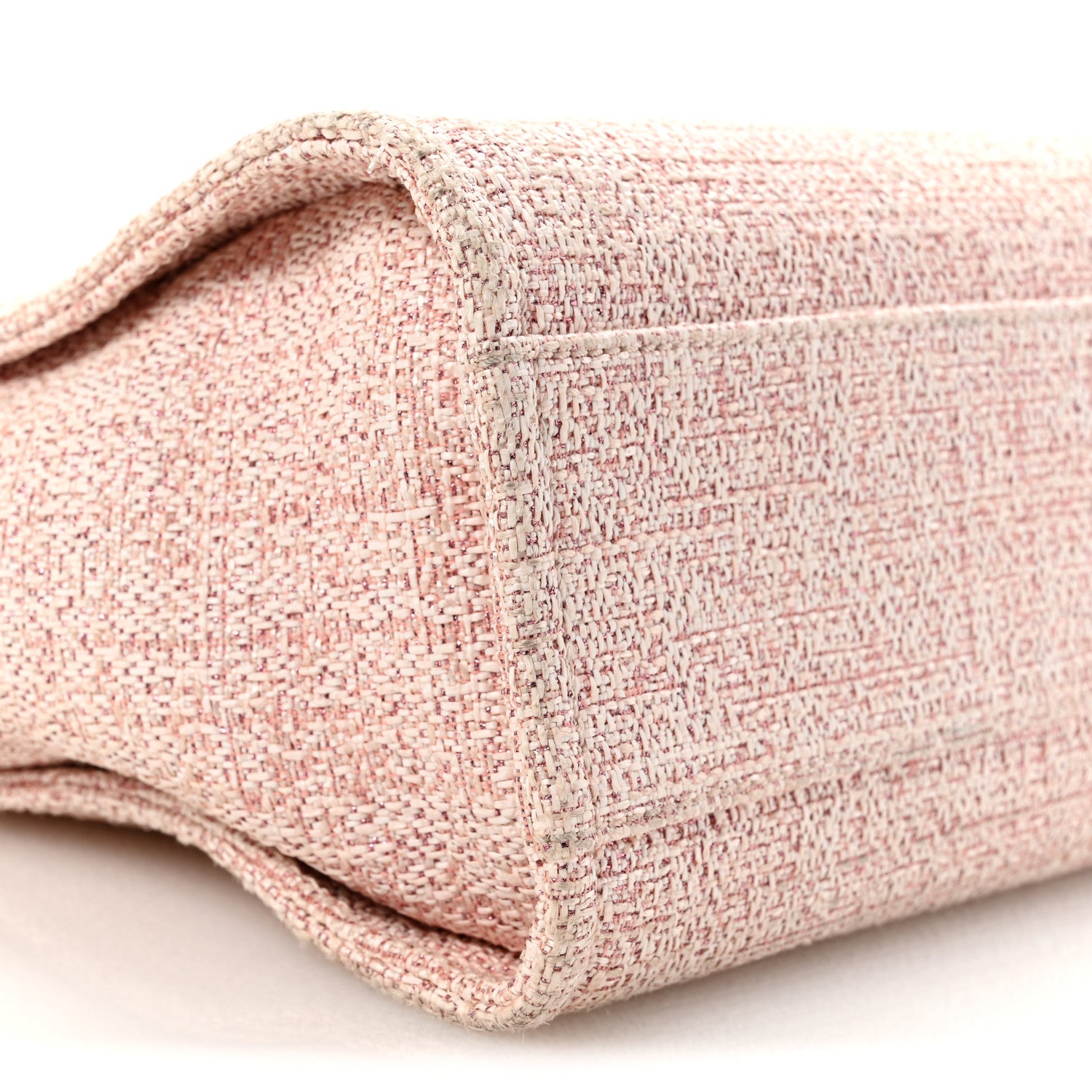 Chanel Straw Lurex Small Deauville Tote Pink 9 of 10