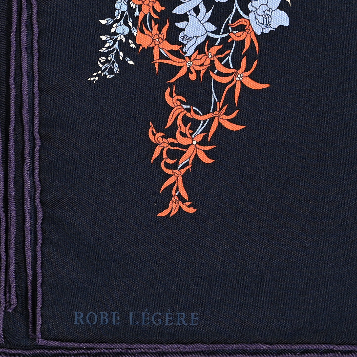 Silk Robe Legere Scarf 90 Marine Parme Rose