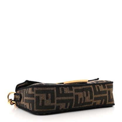 Fendi Fabric Jacquard FF 1974 Mini Baguette Tobacco Moro Black 4 of 10