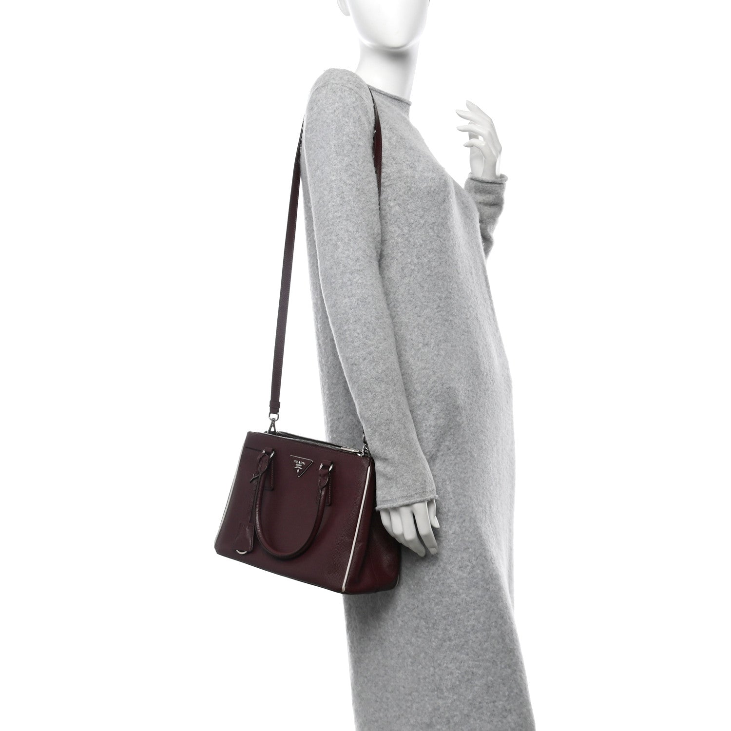 Prada Saffiano Small Galleria Double Zip Tote Granato 2 of 9