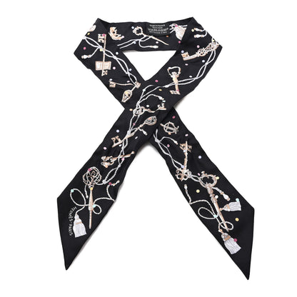 Hermes Silk Les Cles A Pois Twilly Black Beige Rose Multicolor 1 of 3