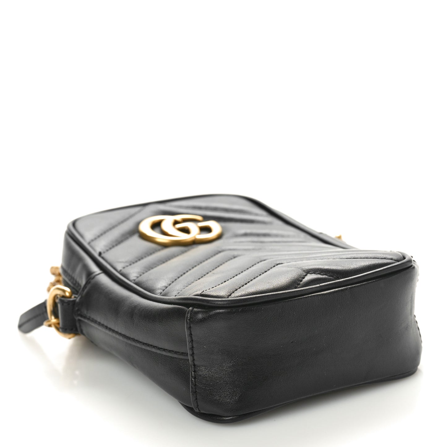 Calfskin Matelasse Mini GG Marmont Crossbody Bag Black