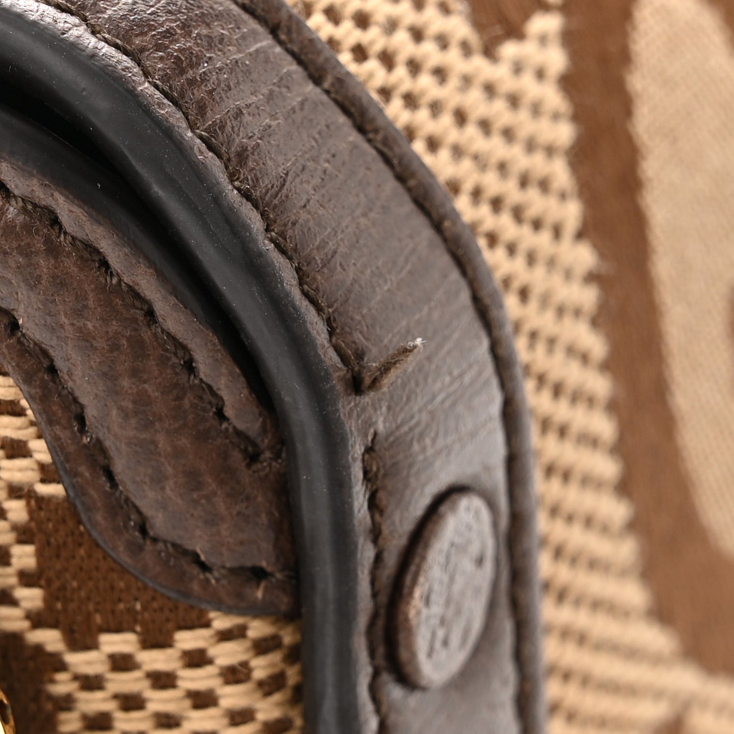 Monogram Jumbo GG Textured Dollar Calfskin Mini Horsebit 1955 Crossbody Bag Camel Ebony New Acero