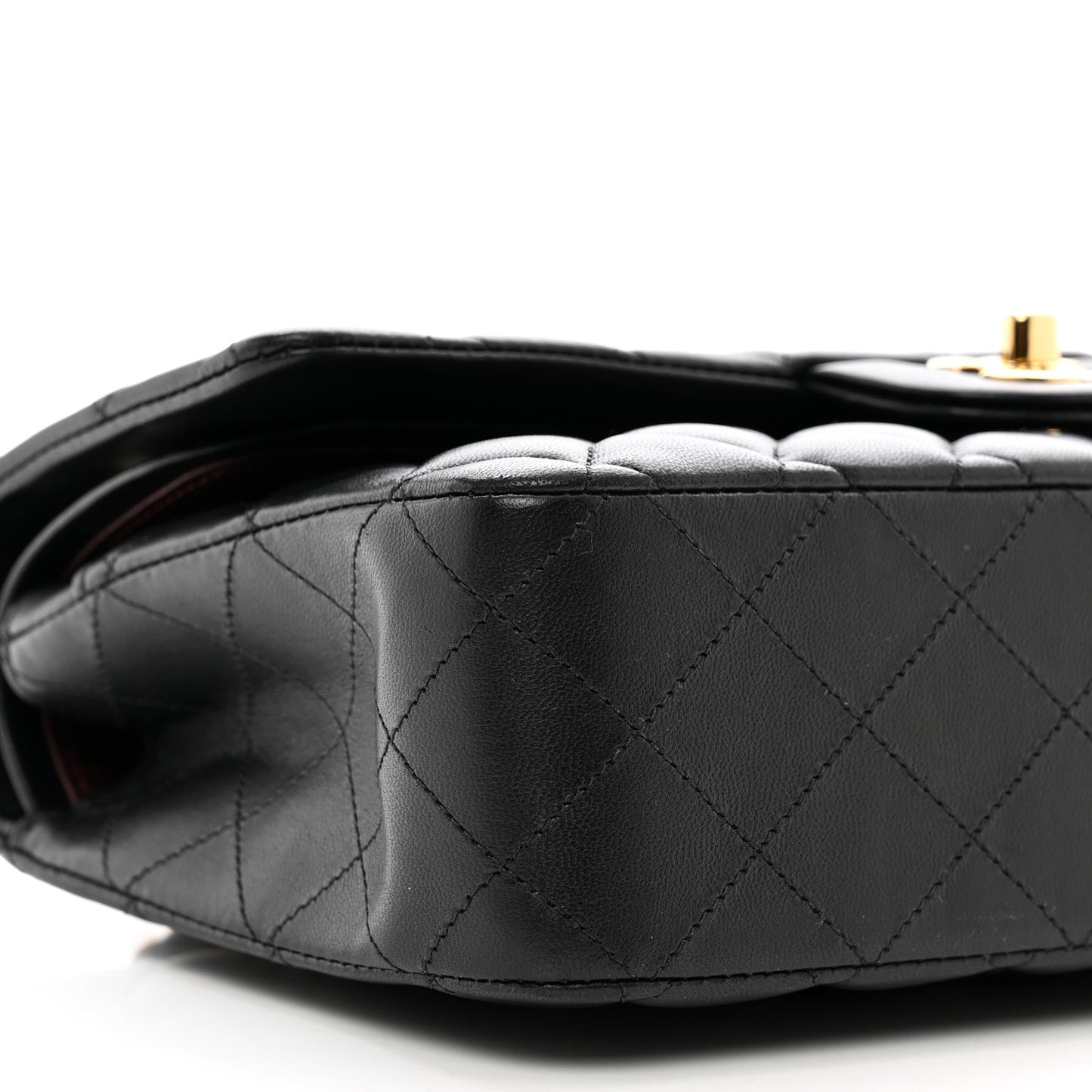 Lambskin Quilted Medium Double Flap Black