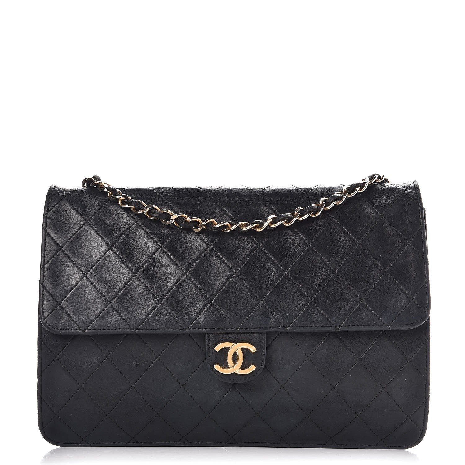 Chanel Lambskin Quilted Medium Single Flap Black 1 of 10