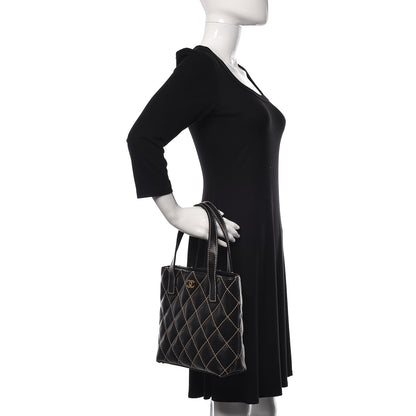 Chanel Calfskin Contrast Stitch Surpique Tote Black 2 of 12