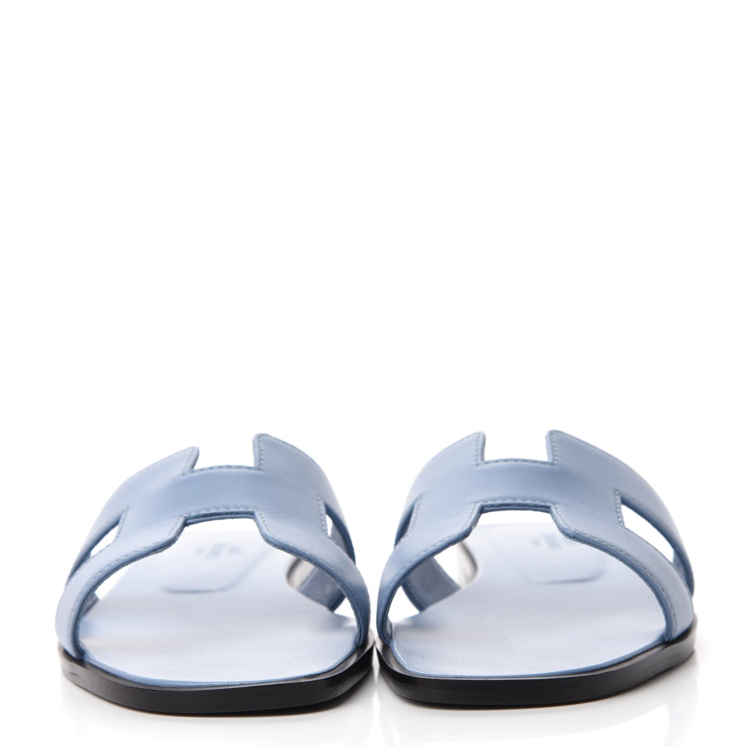 Hermes Box Calfskin Oran Sandals 37 Light Bleu 2 of 9