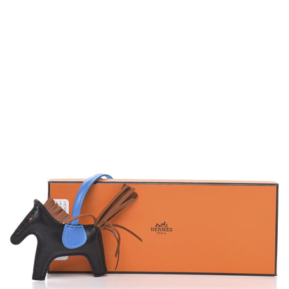 Hermes Milo Lambskin Grigri Rodeo Horse Bag Charm PM Black Gold Bleu Zanzibar 4 of 4