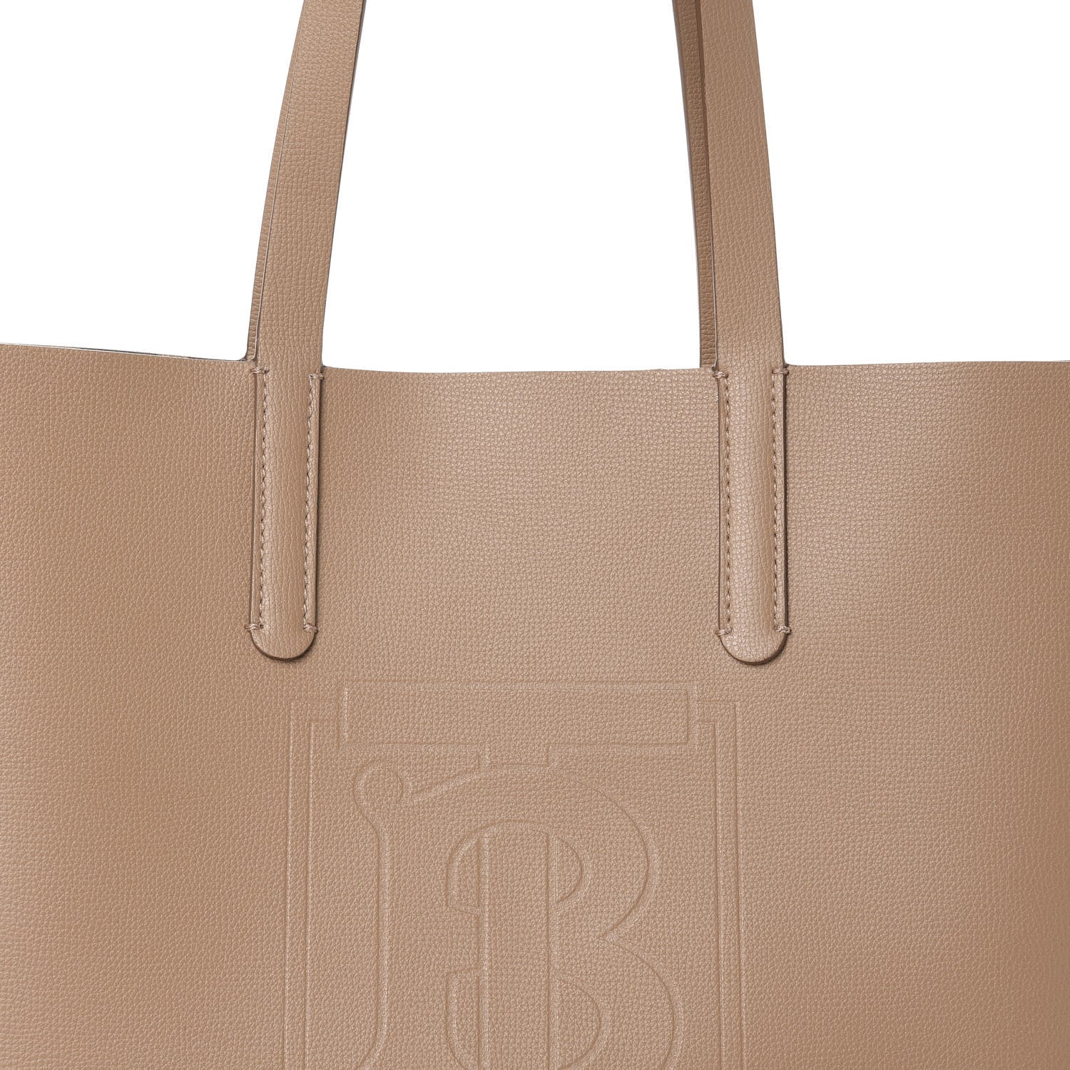 Burberry Calfskin TB Motif Embossed Medium Tote Camel 7 of 9