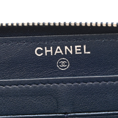 Chanel Patent Calfskin Quilted Large Gusset Zip Around Wallet Blue 6 of 12