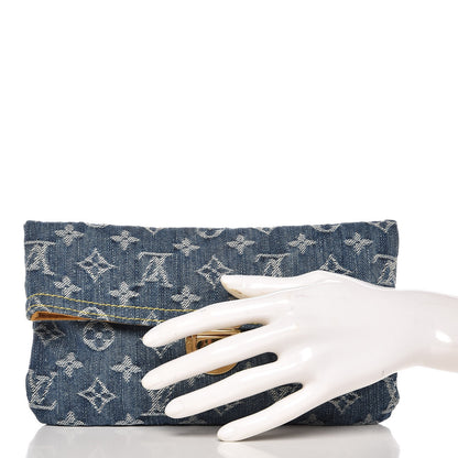 Louis Vuitton Monogram Denim Pochette Plat Clutch Blue 2 of 6