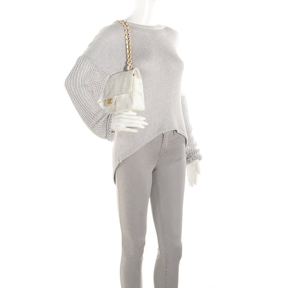 Chanel Patent Perforated Camellia Medium Single Flap White 2 of 9