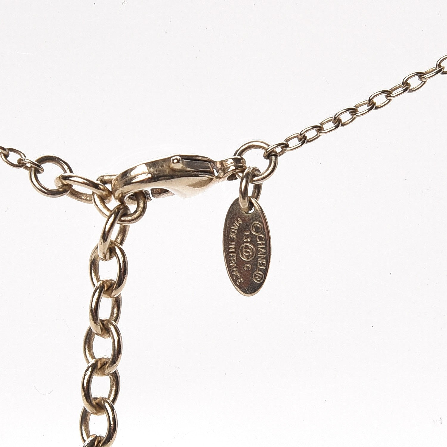 Chanel Enamel Striped CC Necklace Light Blue Gold 8 of 8